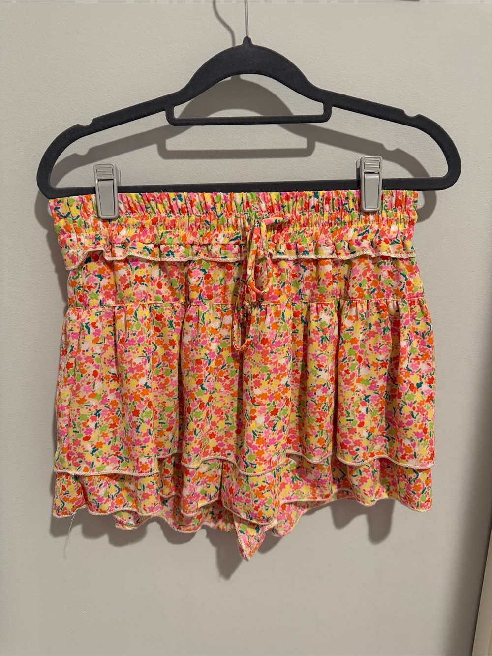 Show Me Your MuMu Floral Ruffle Shorts - Yellow Pink Multi